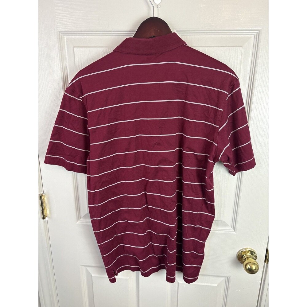 Amen Corner Masters Polo 100% Pima Cotton Medium Golf Maroon Color Stripe 248 - Picture 4 of 4